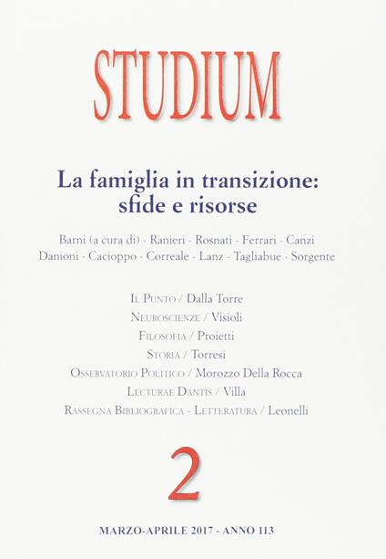 Studium  (2017). Vol. 2: La famiglia in transizione: sfide e risorse. - copertina