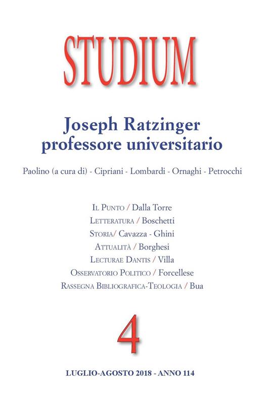 Studium (2018). Vol. 4: Joseph Ratzinger professore universitario. - copertina