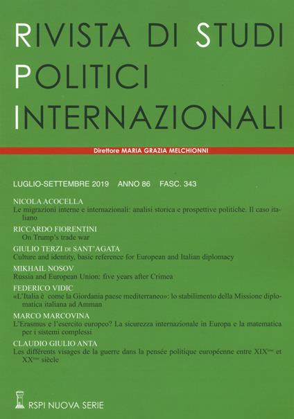 Rivista di studi politici internazionali (2019). Vol. 3 - copertina