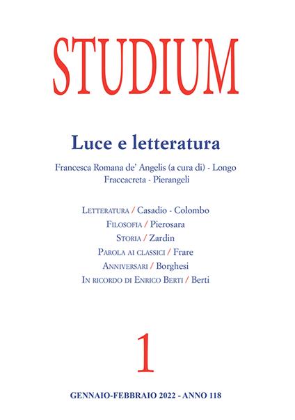 Studium (2022). Vol. 1: Luce e letteratura. - copertina