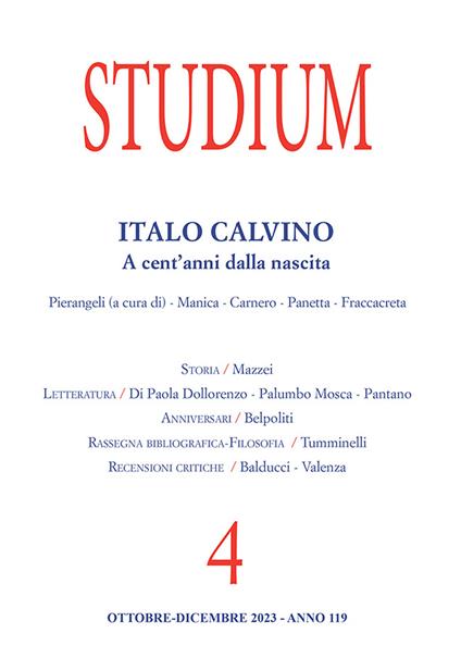 Studium (2023). Vol. 4: Italo Calvino. A cent’anni dalla nascita - copertina