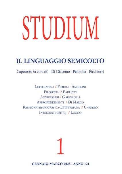 Studium (2025). Vol. 1: Il linguaggio semicolto - copertina