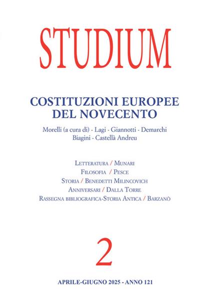 Studium (2025). Vol. 2: Costituzioni europee del Novecento - copertina