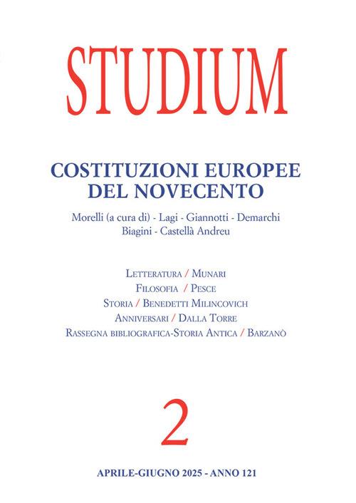 Studium (2025). Vol. 2: Costituzioni europee del Novecento - copertina