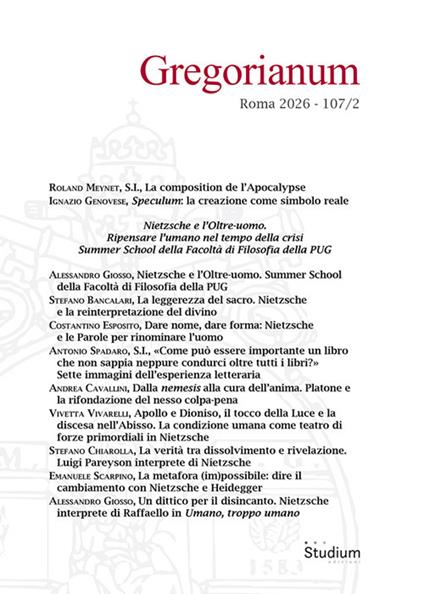 Gregorianum (2026). Vol. 2 - copertina