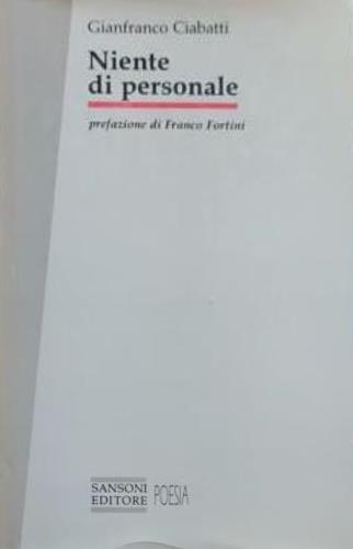 Niente di personale - Gianfranco Ciabatti - copertina