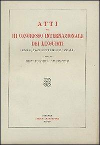 Atti del 3º Congresso internazionale dei linguisti (Roma, 19-26 settembre 1933) - copertina
