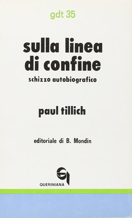 Sulla linea di confine. Schizzo autobiografico - Paul Tillich - copertina