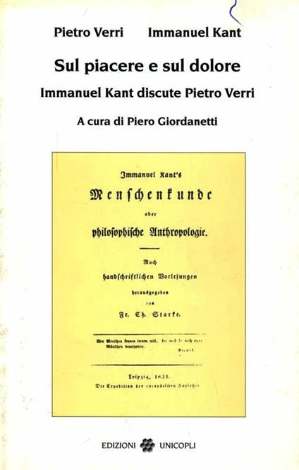 Sul piacere e sul dolore. Immanuel Kant discute Pietro Verri - Pietro Verri,Immanuel Kant - copertina