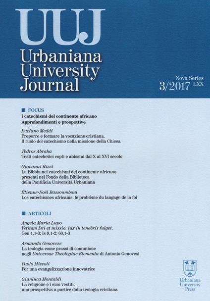 Urbaniana University Journal. Euntes Docete (2017). Vol. 3: Focus: i catechismi del continente africano. Approfondimenti e prospettive - copertina