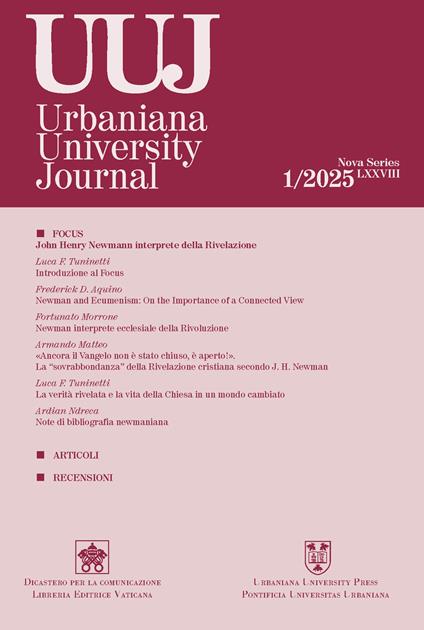 Urbaniana University Journal (2025). Vol. 1: John Henry Newman interprete della rivelazione - copertina