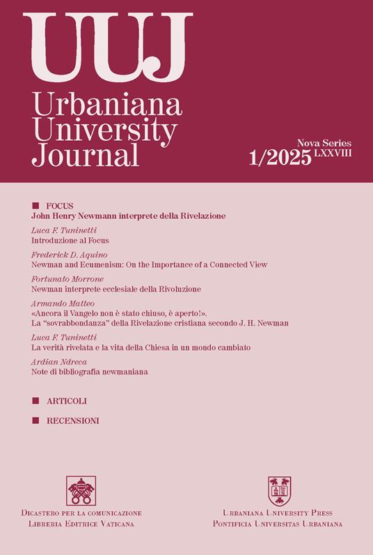 Urbaniana University Journal (2025). Vol. 1: John Henry Newman interprete della rivelazione - copertina
