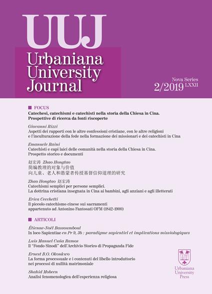 Urbaniana University Journal. Euntes Docete (2019). Vol. 2: Catechesi, catechismi e catechisti nella storia della Chiesa in Cina. Prospettive di ricerca da fonti riscoperte - Étienne-Noël Bassoumboul,Erica Cecchetti,Luis Manuel Cuna Ramos - copertina