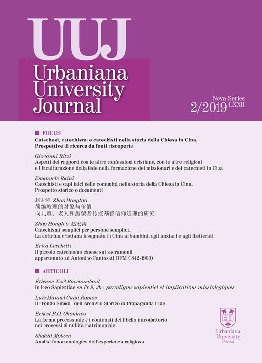 Urbaniana University Journal. Euntes Docete (2019). Vol. 2: Catechesi, catechismi e catechisti nella storia della Chiesa in Cina. Prospettive di ricerca da fonti riscoperte - Étienne-Noël Bassoumboul,Erica Cecchetti,Luis Manuel Cuna Ramos - copertina