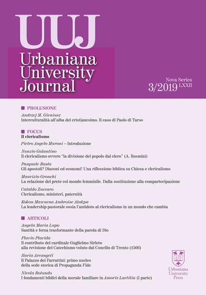 Urbaniana University Journal. Euntes Docete (2019). Vol. 3: Il clericalismo - Kurt Appel,Ilaria Arcangeli,Pasquale Basta - copertina