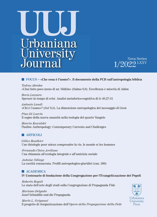 Urbaniana University Journal. Euntes Docete (2022). Vol. 1: Focus «Che cosa è l’uomo?» - Tedros Abraha,Pino Di Luccio,Marcin Kowalski - copertina