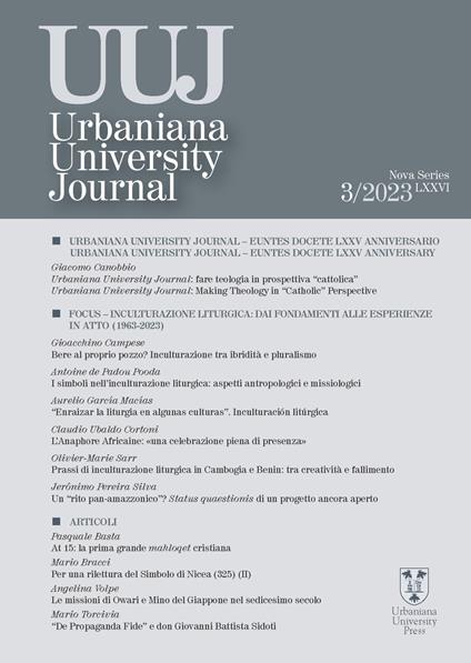 Urbaniana University Journal (2023). Vol. 3: Inculturazione liturgica: dai fondamenti alle esperienze in atto (1963-2023) - copertina
