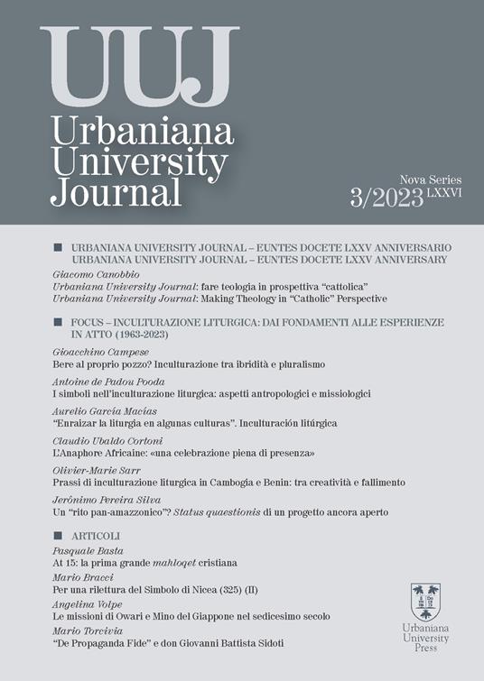 Urbaniana University Journal (2023). Vol. 3: Inculturazione liturgica: dai fondamenti alle esperienze in atto (1963-2023) - copertina