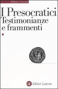 Presocratici. Testimonianze e frammenti - copertina