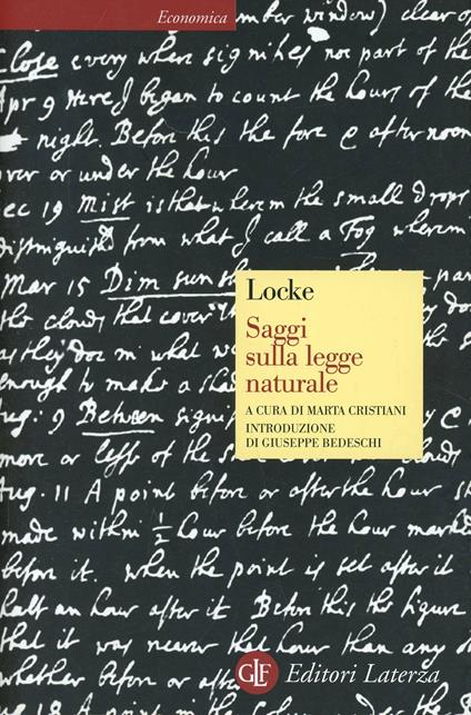 Saggi sulla legge naturale - John Locke - copertina