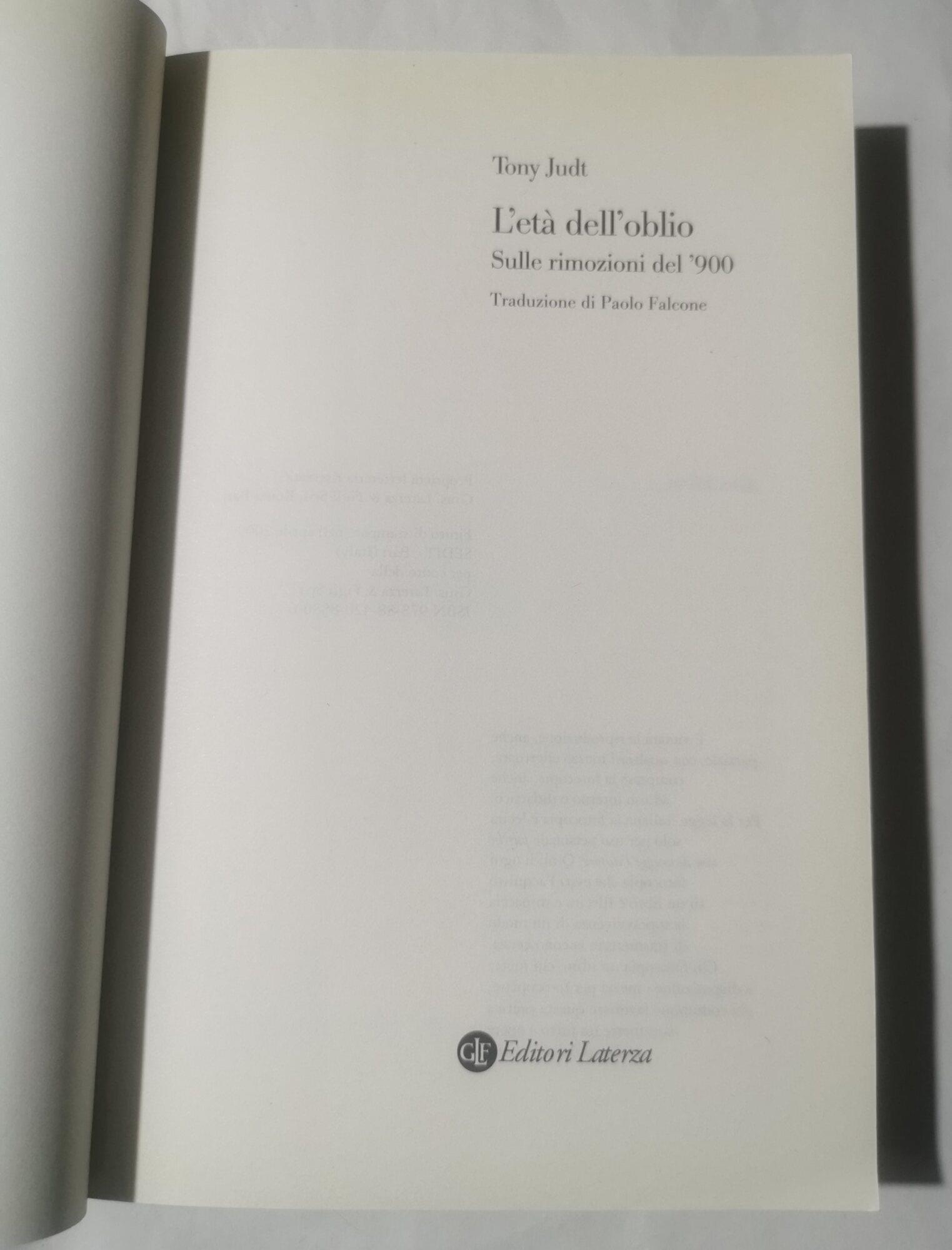 L'età dell'oblio. Sulle rimozioni del '900