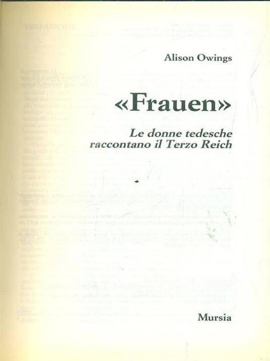 Frauen. Le donne tedesche raccontano il Terzo Reich - Alison Owings - copertina