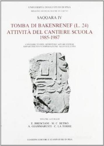 Tomba di Bakenrenef (L. 24). Attività del cantiere scuola 1985-1987 - copertina