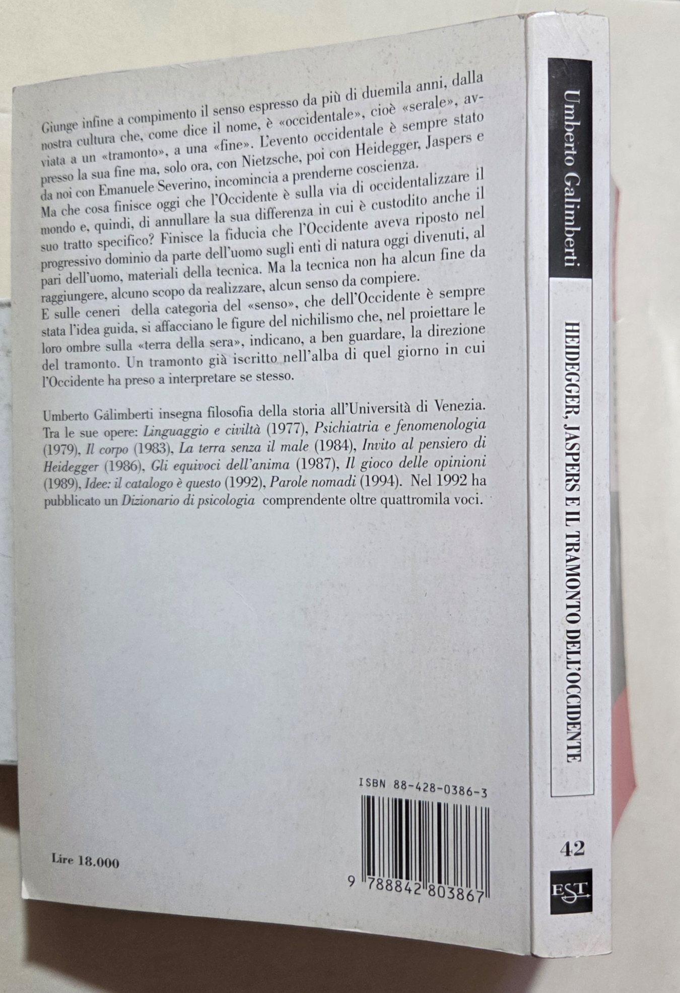 Heidegger, Jaspers e il tramonto dell'Occidente