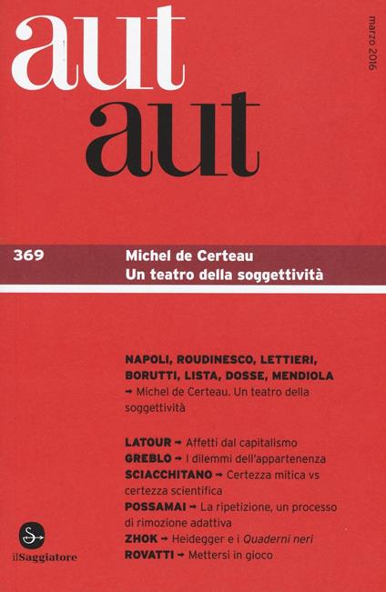 Aut aut. Vol. 369 - copertina