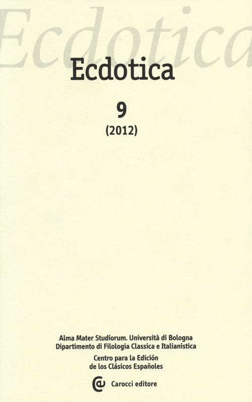 Ecdotica (2012). Vol. 9 - copertina
