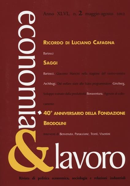 Economia & lavoro (2012). Vol. 2 - copertina