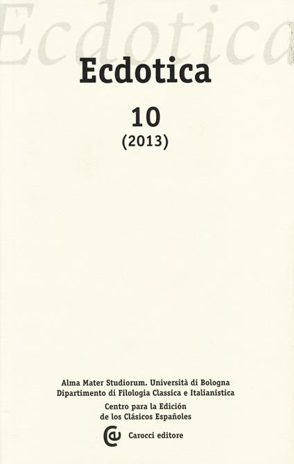 Ecdotica (2013). Vol. 10 - copertina