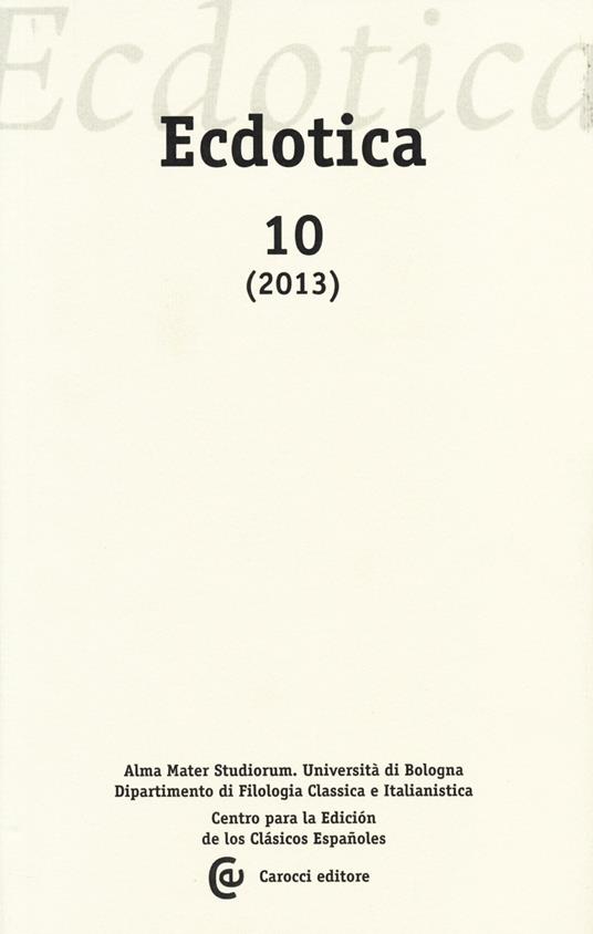 Ecdotica (2013). Vol. 10 - copertina