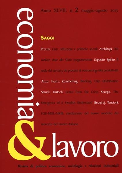 Economia & lavoro (2013). Vol. 2 - copertina