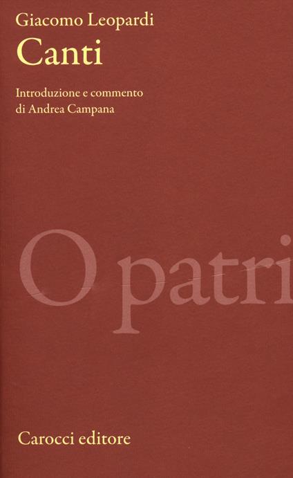 Canti. Ediz. critica - Giacomo Leopardi - copertina