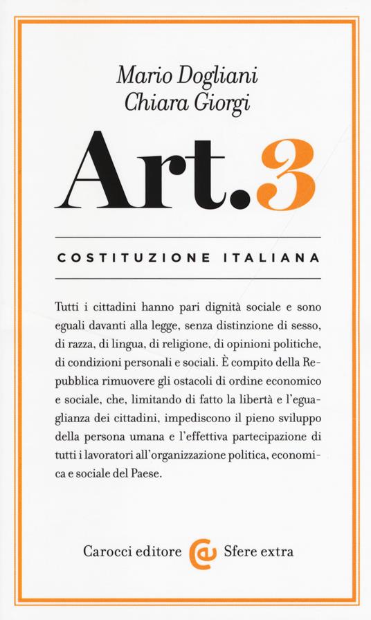 Costituzione italiana: articolo 3 -  Mario Dogliani, Chiara Giorgi - copertina