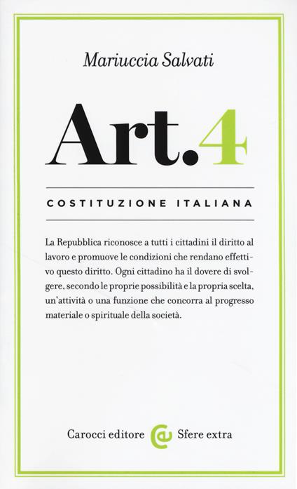 Costituzione italiana: articolo 4 - Mariuccia Salvati - copertina