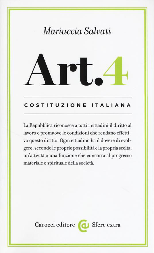 Costituzione italiana: articolo 4 -  Mariuccia Salvati - copertina