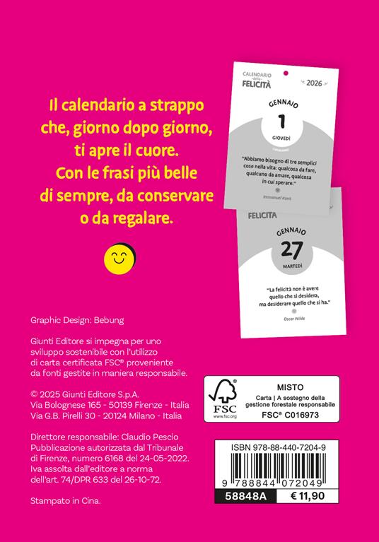 Calendario della felicità 2026 - 2