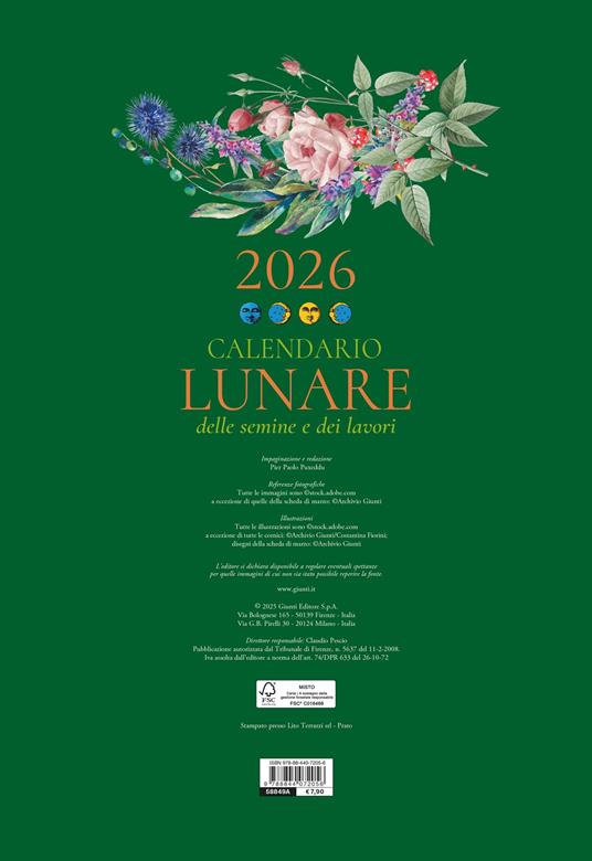 Calendario lunare 2026 da parete - 2