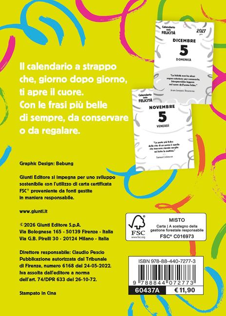 Calendario della felicità 2027 - 2