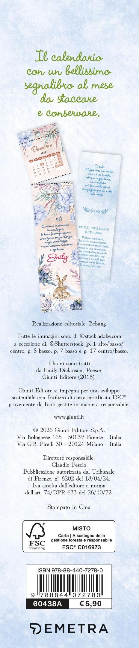 Emily. Poesie. Calendario 2027 segnalibro (5,5 X 24,5 cm) - 2