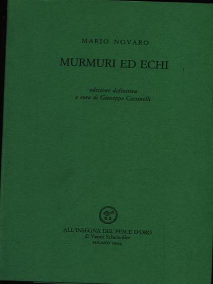Murmuri ed echi - Mario Novaro - copertina
