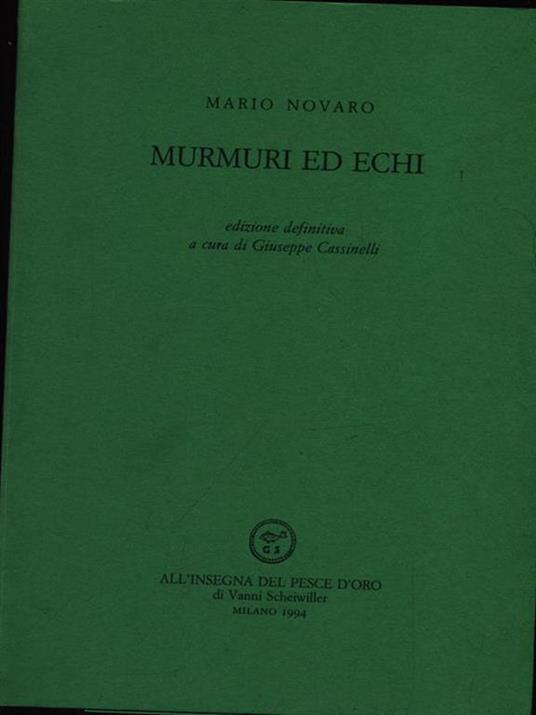 Murmuri ed echi - Mario Novaro - copertina
