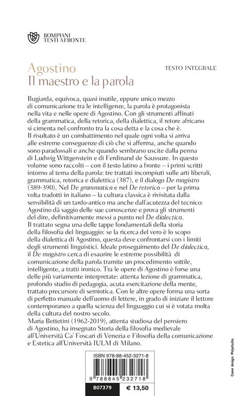 Il maestro e la parola. Il maestro, la dialettica, la retorica, la grammatica. Testo latino a fronte - Agostino (sant') - 2