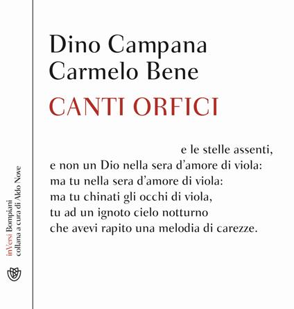 Canti orfici. Con CD - Dino Campana,Carmelo Bene - copertina