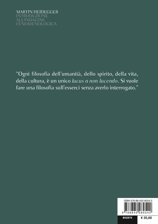 Introduzione all'indagine fenomenologica. Testo tedesco a fronte - Martin Heidegger - 2