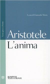 L' anima. Testo greco a fronte - Aristotele - copertina