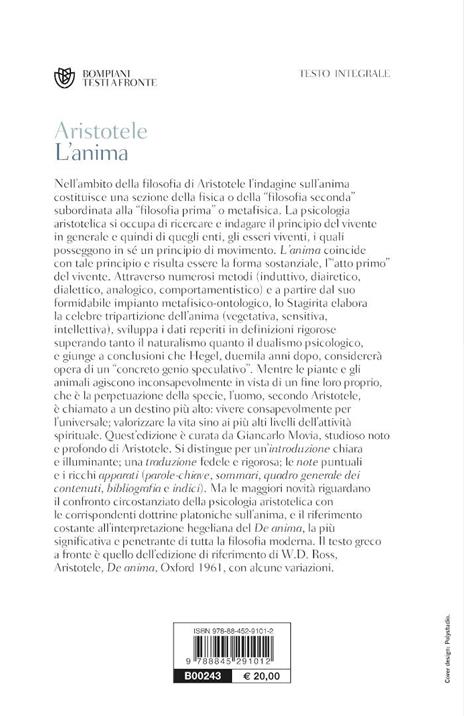 L'anima. Testo greco a fronte - Aristotele - 2