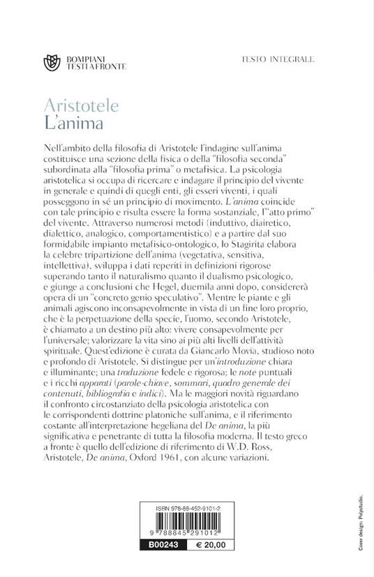 L'anima. Testo greco a fronte - Aristotele - 2